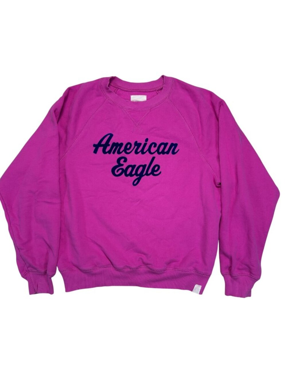 American Eagle Pink Crewneck Sweatshirt Small Velvet Logo Cozy School